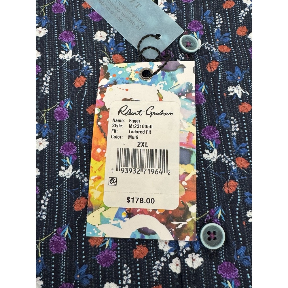 NWT Robert Graham EGGER Floral Modern‎ Americana Tailored Fit Shirt 2XL $178 - Picture 7 of 11